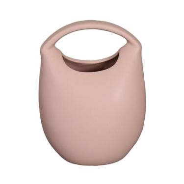 Imagem de Ornamentos de cerâmica, forma de bolsa, vaso de cerâmica, vaso de flores, artesanato, ornamento, suporte de flores, decorações para apartamentos, feriados, corredor, rosa (cor: Rosa)