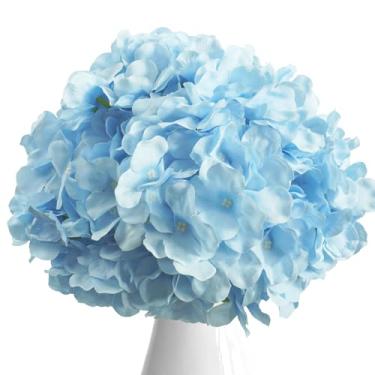 Imagem de 12 peças de flores artificiais de hortênsia, buquês de flores falsas, cabeças de hortênsias de seda com hastes, arranjo floral falso para sala de jantar, festa, casamento, cozinha, mesa, decoração