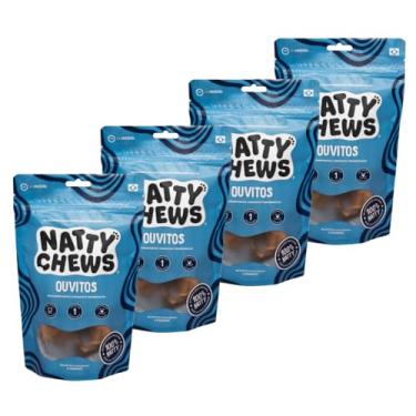 Imagem de Kit 4 Embalagens Mordedor Ouvido Bovino Natural Desidratado Ouvitos Natty Chews Para Cães - 16 Unidades