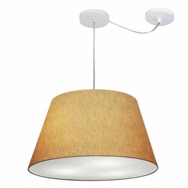Imagem de Lustre Pendente Cone Com Desvio De Centro Vivare Md-4283 Cúpula Em Tecido 35x50cm - Bivolt Palha 127/220v