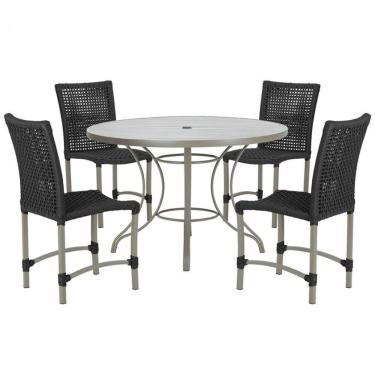 Imagem de Mesa Ascoli 4 Cadeiras Cannes De Alumínio Fendi Trama Preto