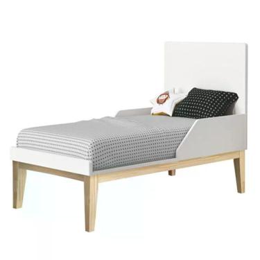 Imagem de Berço Mini Cama Classic Branco Fosco Com Pés Madeira Natural - Reller Móveis Branco Fosco