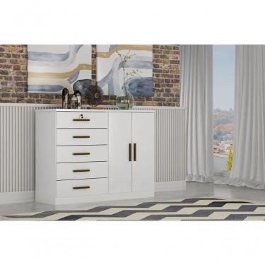Imagem de Cômoda Para Quarto Com Sapateira 5 Gavetas - Seul-branco - Móveis Horizonte