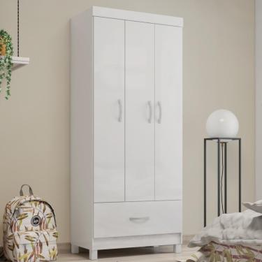 Imagem de Guarda Roupa Solteiro 3 Portas E 1 Gaveta Realeza - Branco