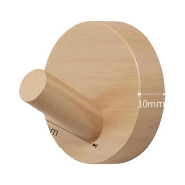 Imagem de Gancho Minimalista Autoadesivo De Madeira Maciça Para Parede, Suporte 