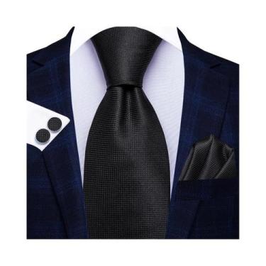 Imagem de Conjunto De Gravata, Abotoaduras E Lenço De Bolso Masculino Extra Long