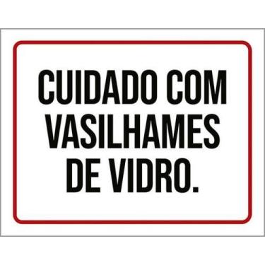 Imagem de Kit 3 Placas Cuidado Vasilhames De Vidro 27X35 - Sinalizo