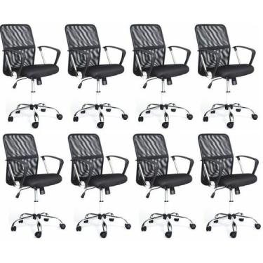 Imagem de Kit 8 Cadeiras de Escritório Diretor Tela Mesh Comfort - Espresso Móve