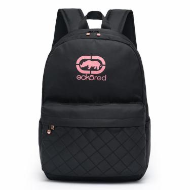 Imagem de Mochila Bolsa Moda Feminina Moderna Reforçada Preta C/ Rosa-Feminino