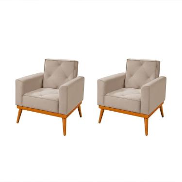 Imagem de Kit 2 Poltronas em Veludo Florença Palha