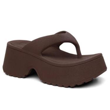 Imagem de Sandália Plataforma Feminina Estilo Chunky Salto Alto Confortável Solado Tratorado Fashion-Feminino