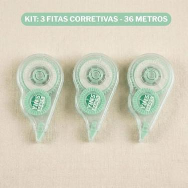 Imagem de Jogo 3 Fitas Corretivas Yins Escolar Resistente 12 Metros Cores Divers