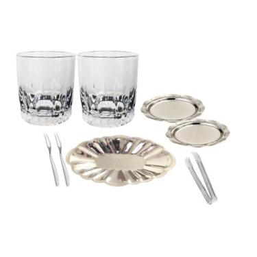 Imagem de Conjunto Gourmet 8 Pçs para Aperitivos Petiscos Whisky em Inox - Panth