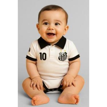 Imagem de Body Bori Bebê Infantil Santos FC Camisa Polo Time de Futebol Oficial Licenciado Torcida Baby-Unissex