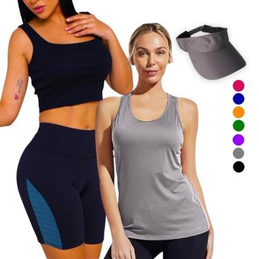 Imagem de Kit Camiseta Regata Dry + Short + Viseira Dry Feminina-Feminino