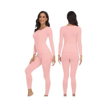 Imagem de Conjunto De Roupa Térmica Ultra Macia Para Mulheres, Camiseta E Calça 