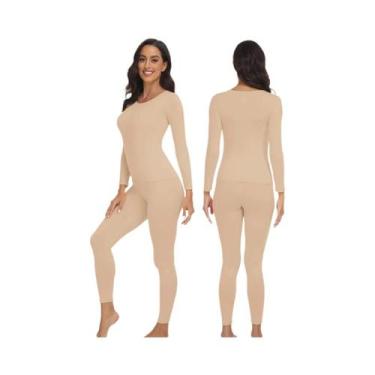 Imagem de Conjunto De Roupa Térmica Ultra Macia Para Mulheres, Camiseta E Calça 