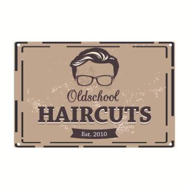 Imagem de Placa de estanho de metal, cortes de cabelo vintage, pintura em ferro 