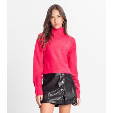 Imagem de Blusão Juvenil Feminino Em Tricot Gola Alta Minty Rosa, 16, Rosa