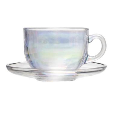 Imagem de Xícara de Chá com Pires Lyor Nice 150ml Rainbow Vidro - Wolff