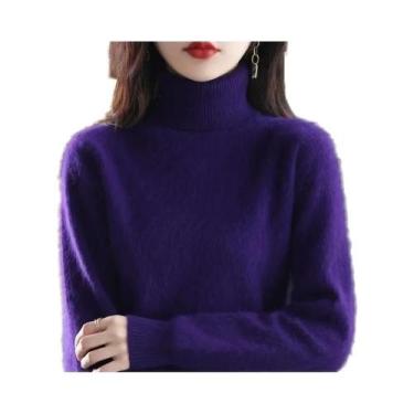 Imagem de Suéter De Cashmere Com Gola Alta Em Plush De Mink Para Mulheres Outono