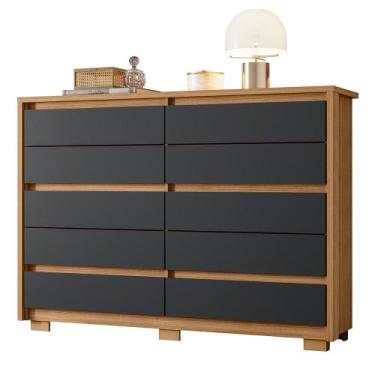 Imagem de Cômoda Quarto Duetto com 10 gavetas - ALBATROZ MOVEIS, Freijo/Titanium