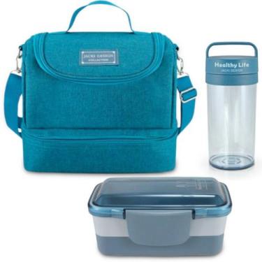 Imagem de Bolsa Térmica Lancheira Necessaire 2 Andares + Pote Marmita Lanches 2 