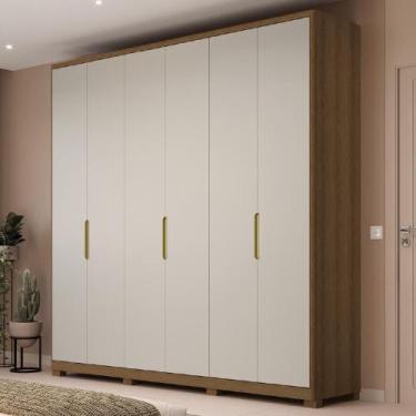 Imagem de Guarda Roupa Casal 06 Portas Terrassa Móveis Rimo, Jequitibá/Palha