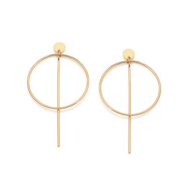 Imagem de Maxi Brinco Argola Com Haste Banhado a Ouro Rommanel 527563 Cor:Dourad