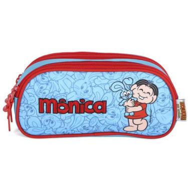 Imagem de Estojo Escolar Infantil Turma da Mônica 3 Compartimentos - Luxcel, Azu