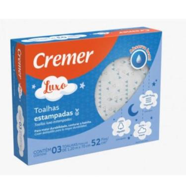 Imagem de Toalha Fralda Luxo Estampa Azul - Cremer Caixa C/3 Unidades