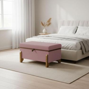 Imagem de Recamier Puff Baú Sapateira Organizador Para Briquedos Cobertor Cama Q