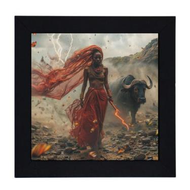 Imagem de Quadro Orixá Iansã Moldura Preta 18 x 18 cm - Lua Mística - 100% Origi