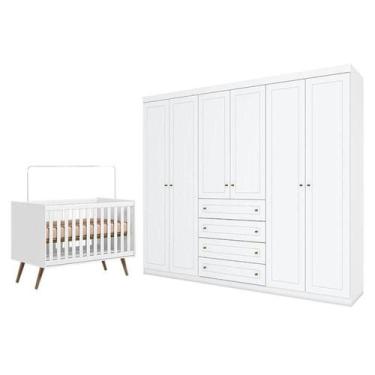 Imagem de Berço Americano Q Encanto 3820 Retrô Branco Acetinado - Qmovi E Guarda