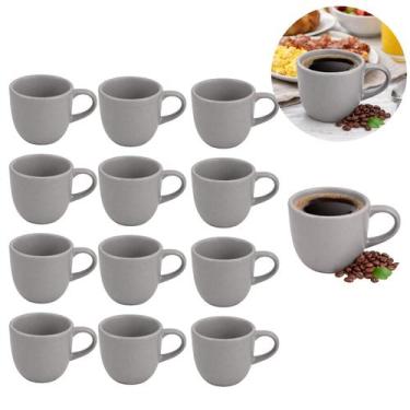 Imagem de Kit 12 Xícaras 100ml Cerâmica Cinza Moderna - Eti