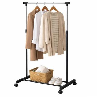 Imagem de Arara roupas cabideiro 30kg rodinhas organizador ajustavel - Yeet