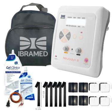 Imagem de KIT Neurodyn III Ibramed – Aparelho de Eletroestimulação TENS, FES e BURST – 2 Canais Bivolt + Gel RMC 1kg + Faixa elástica + eletrodos