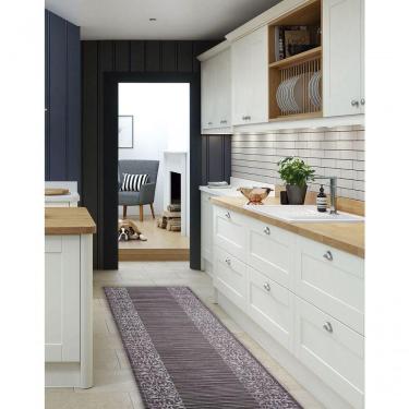 Imagem de Tapete Passadeira Emborrachada Antider 65cm Venda Por Metro Barrado Marrom Branco