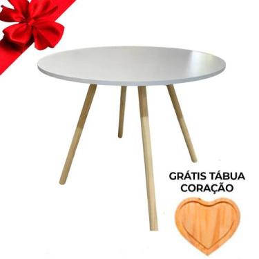 Imagem de OFERTA DIA DAS MAES Mesa de Madeira Redonda, Tampo de 90cm Modelo Soph