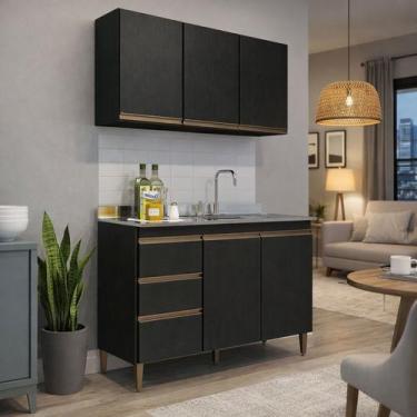 Imagem de Balcão para Pia com Armário Aéreo 1,20m Essenza Móvel na Caixa - Mvel 