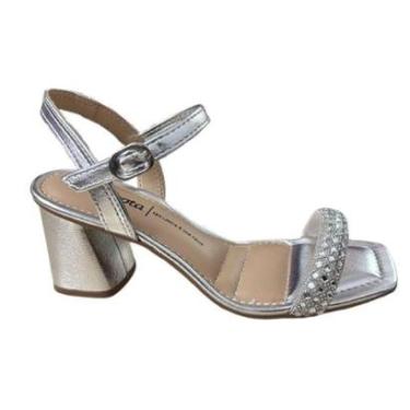 Imagem de Sandália Dakota Salto Bloco Grosso Y9764 Festa Strass Prata-Feminino