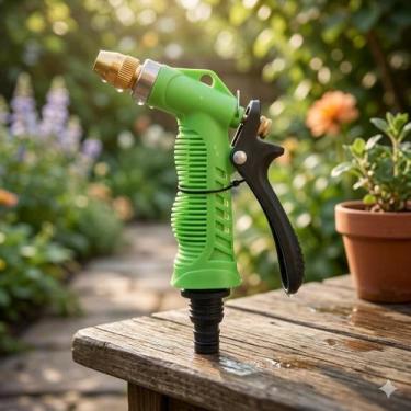 Imagem de Esguicho para Mangueira com Conector e Bico Metálico Ajustável Jardim 