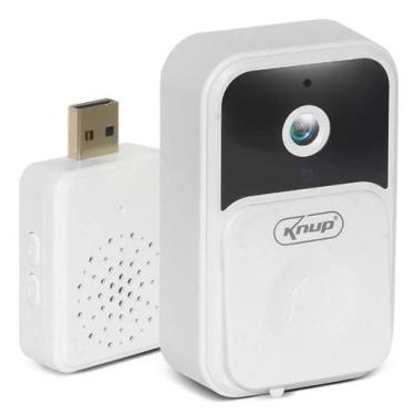 Imagem de Video Campainha Interfone Sem Fio Wi-fi Inteligente c/ App Branca - KN