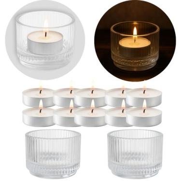 Imagem de Kit 10 Velas Rechaud com 2 Castiçais Vidro Transparente - Freecom