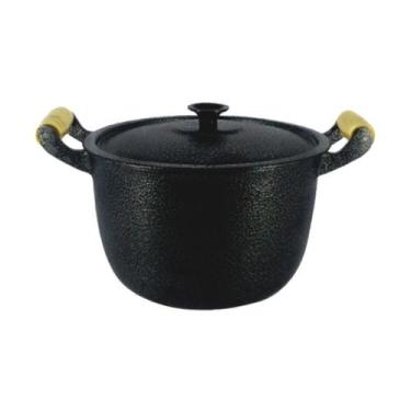 Imagem de Caldeirão Alumínio Fundido Craqueado Alça De Madeira 30cm - DIVIFORTE