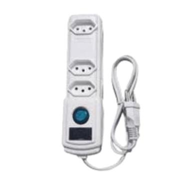 Imagem de Filtro de Linha Pvc 3 Tomadas Fusível Bivolt Branco