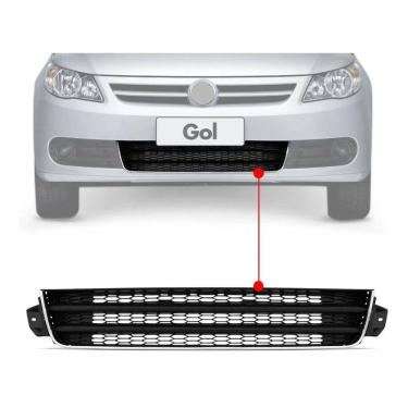 Imagem de Grade Para-choque Central Vw Gol Saveiro Voyage G5 2009 2010 2011 2012 2013 Com Friso Cromado