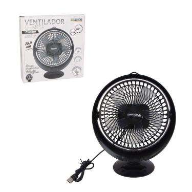 Imagem de Ventilador de Mesa Portátil com USB 7,5W Preto Redondo Silencioso para Escritório e Via...