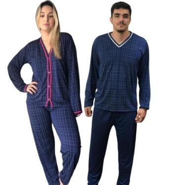 Imagem de Pijama Casal de Inverno Kit Combinando Masculino e Feminino - PIJAMAS 