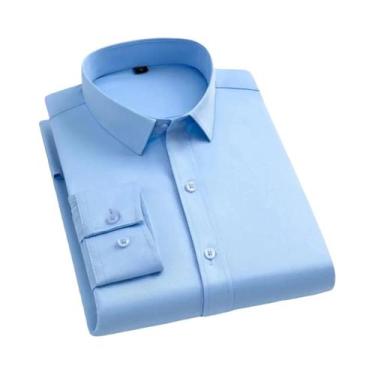 Imagem de Camisa Social Masculina De Manga Longa Elástica 55-105KG, Não Amassa, 